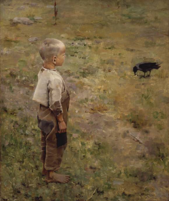 Wikioo.org - The Encyclopedia of Fine Arts - Painting, Artwork by Akseli Gallen Kallela - The boy and the crow
