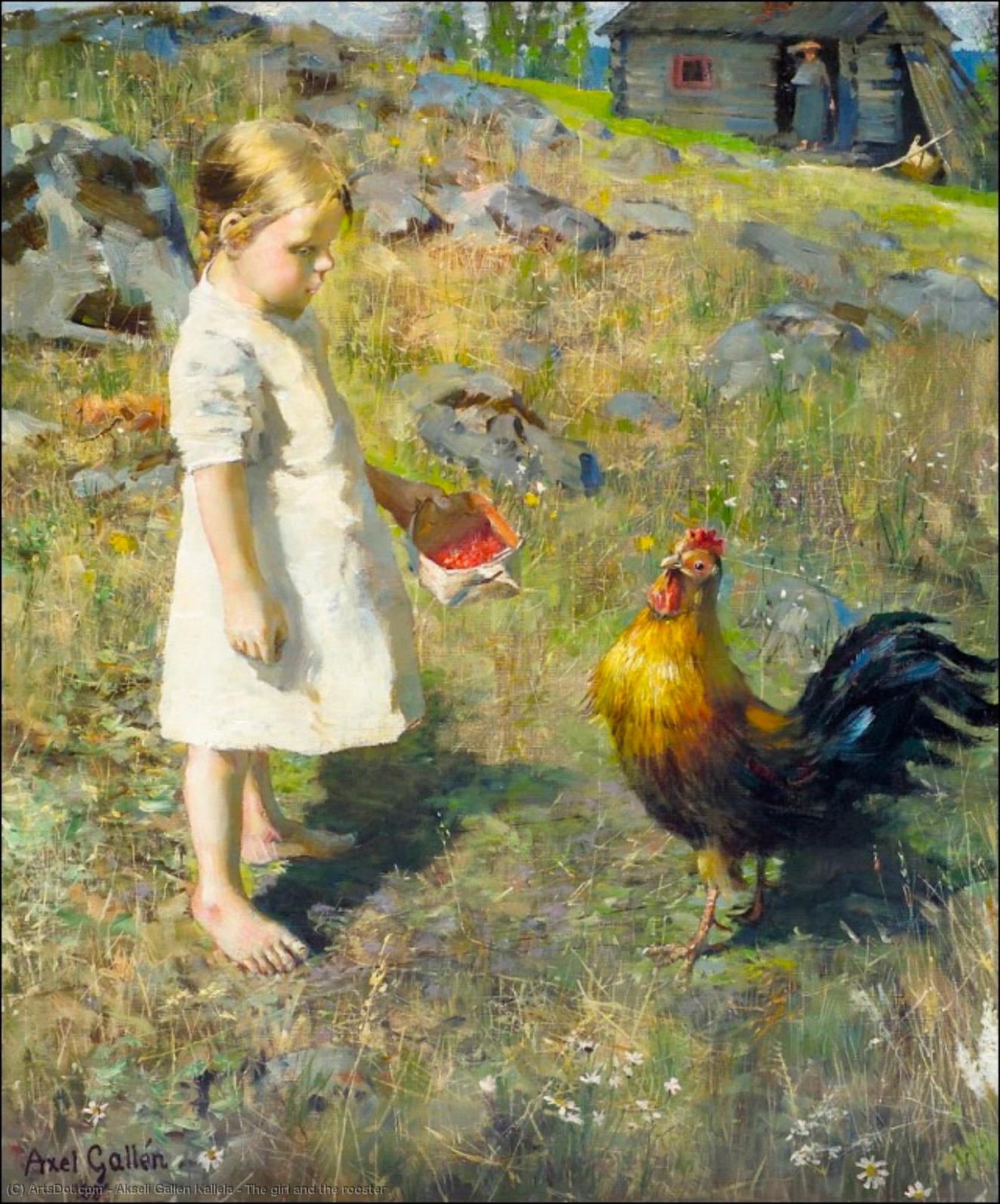WikiOO.org - Enciclopedia of Fine Arts - Pictura, lucrări de artă Akseli Gallen Kallela - The girl and the rooster