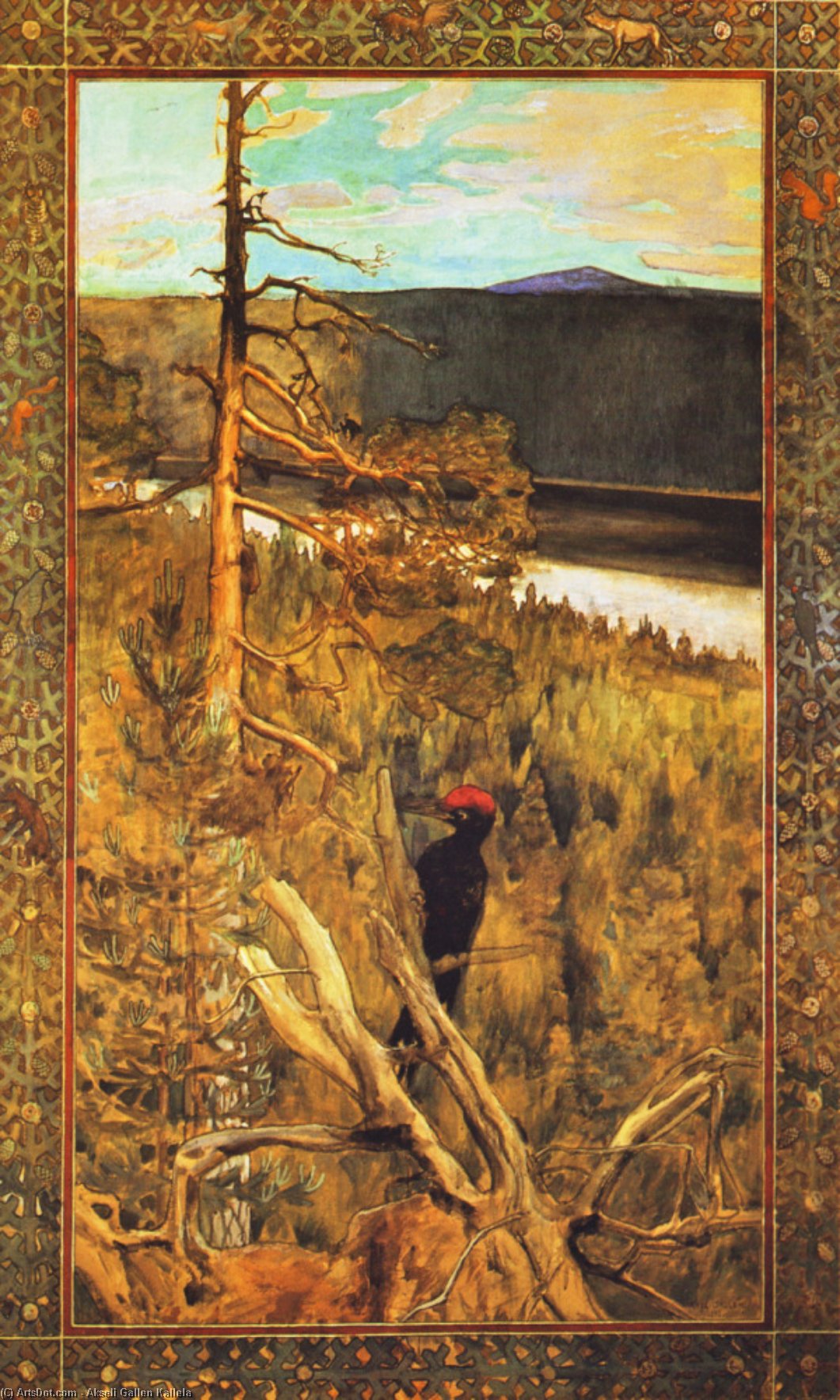 WikiOO.org - Encyclopedia of Fine Arts - Lukisan, Artwork Akseli Gallen Kallela - The Great Black Woodpecker