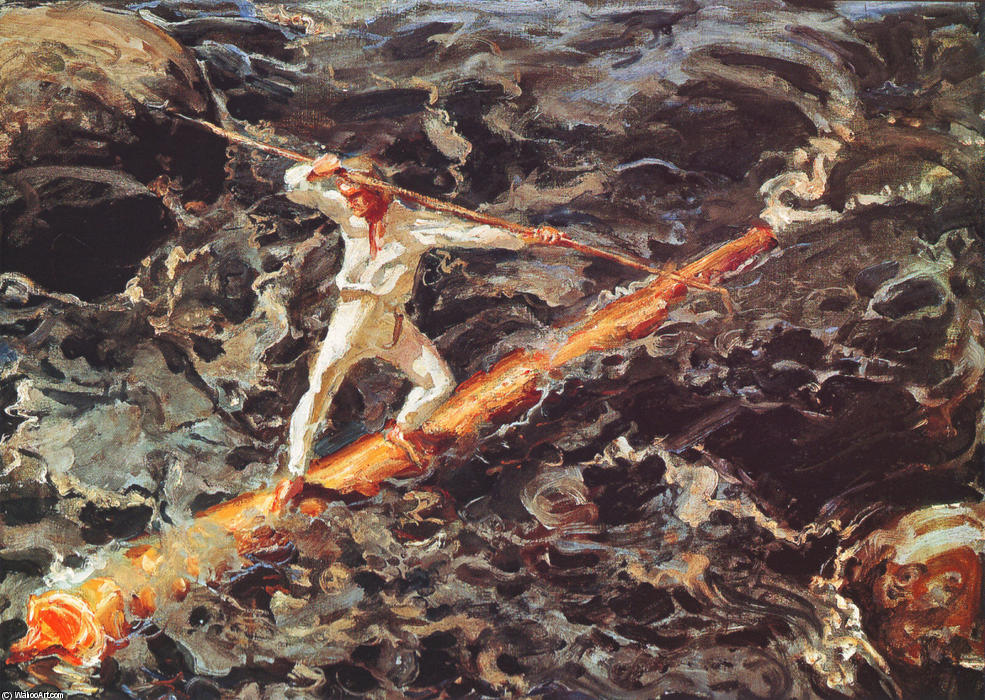 Wikioo.org - The Encyclopedia of Fine Arts - Painting, Artwork by Akseli Gallen Kallela - The Log Floater