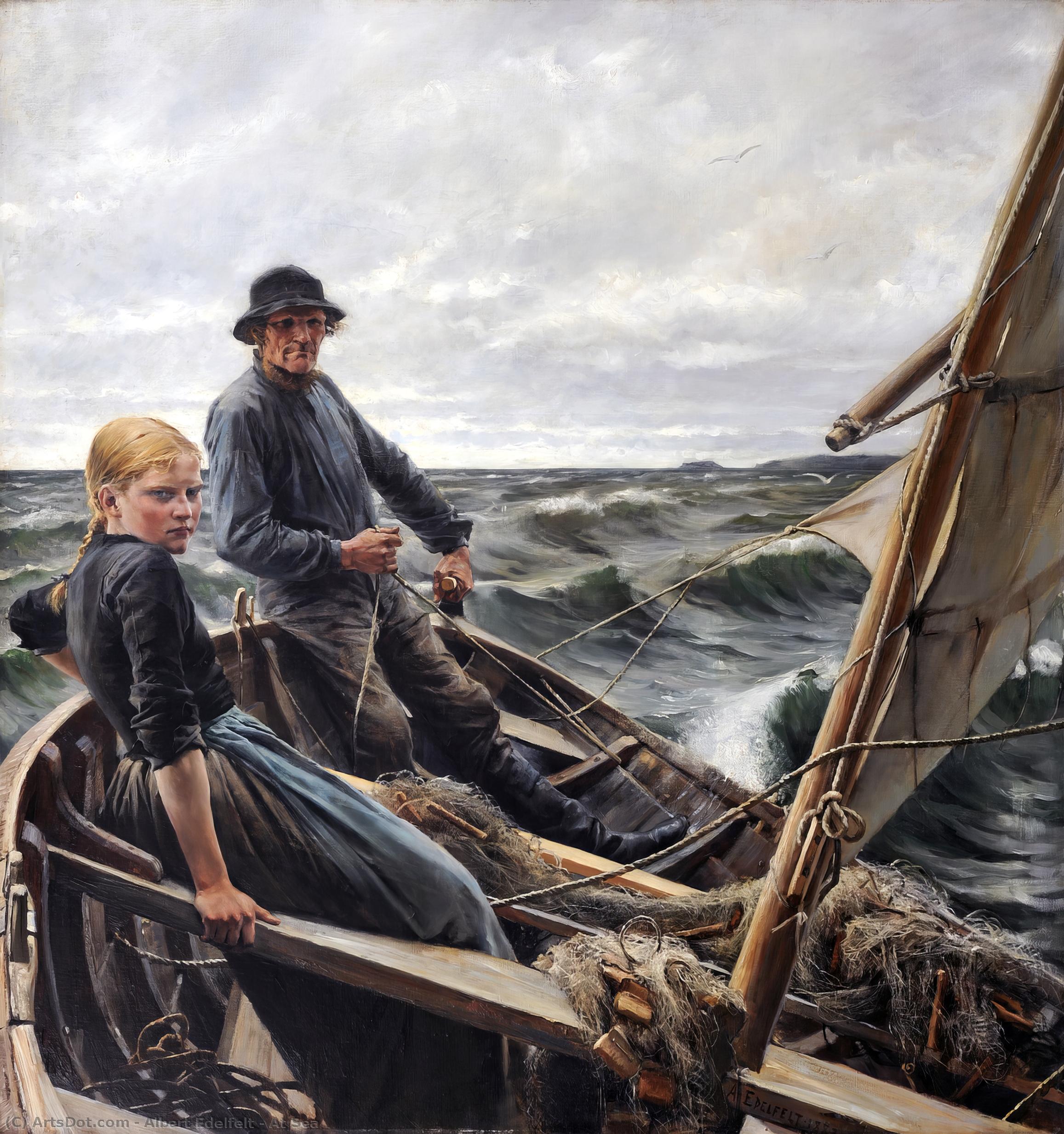 Wikioo.org - The Encyclopedia of Fine Arts - Painting, Artwork by Albert Edelfelt - At Sea