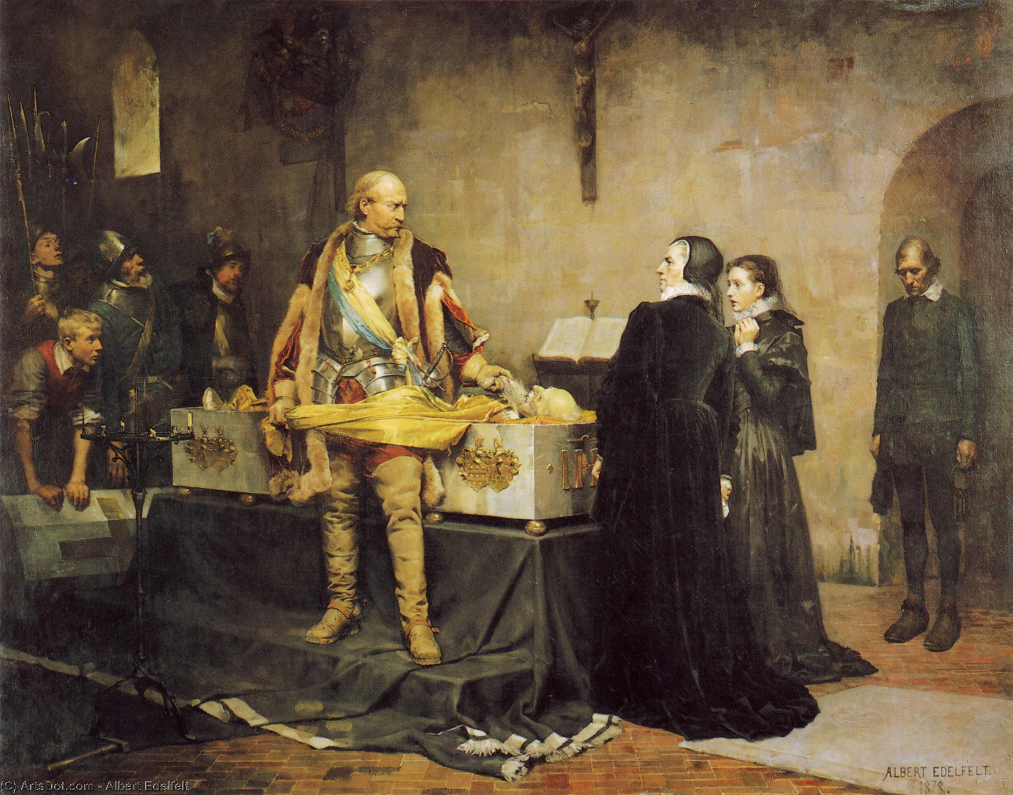 Wikioo.org - The Encyclopedia of Fine Arts - Painting, Artwork by Albert Edelfelt - Duke Karl Abusing the Corpse of Klaus Fleming