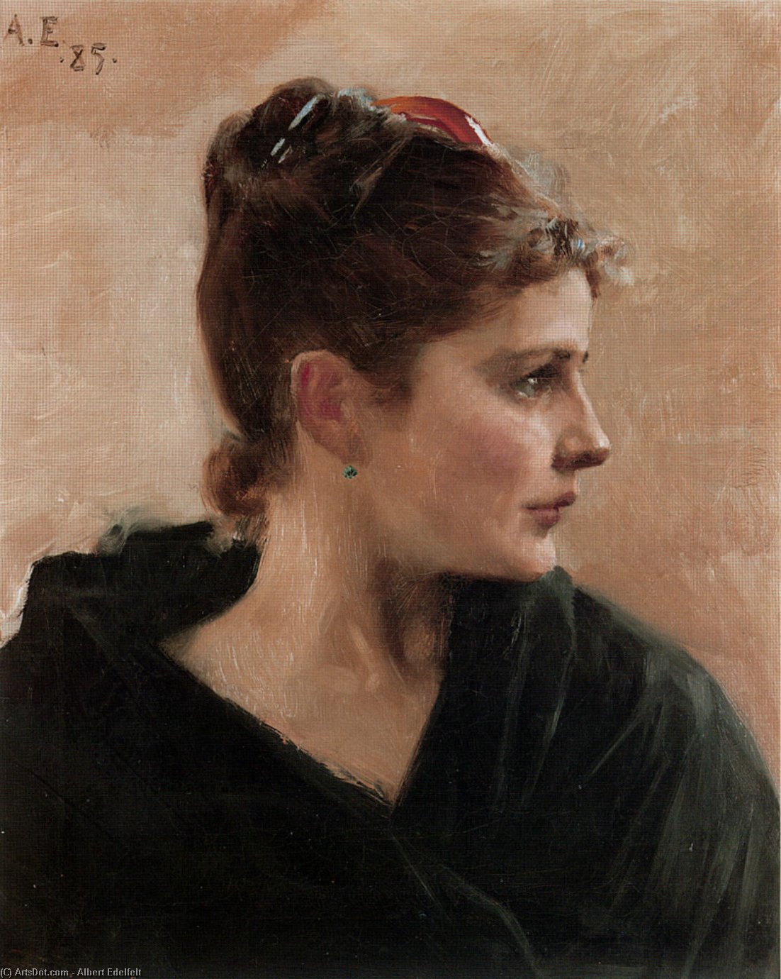 Wikioo.org - The Encyclopedia of Fine Arts - Painting, Artwork by Albert Edelfelt - Edelfelt Albert Portrait of a Young Lady