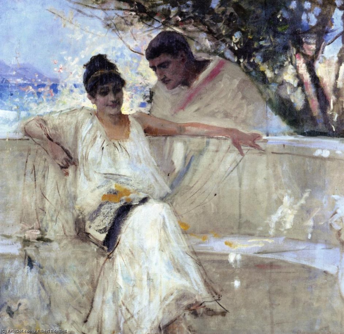 Wikioo.org - The Encyclopedia of Fine Arts - Painting, Artwork by Albert Edelfelt - Horace and Lydia (study)