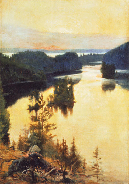Wikioo.org - The Encyclopedia of Fine Arts - Painting, Artwork by Albert Edelfelt - Kaukola Ridge at Sunset