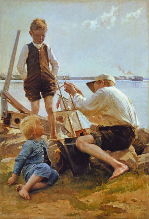 Wikioo.org - The Encyclopedia of Fine Arts - Painting, Artwork by Albert Edelfelt - Laivanrakentajat