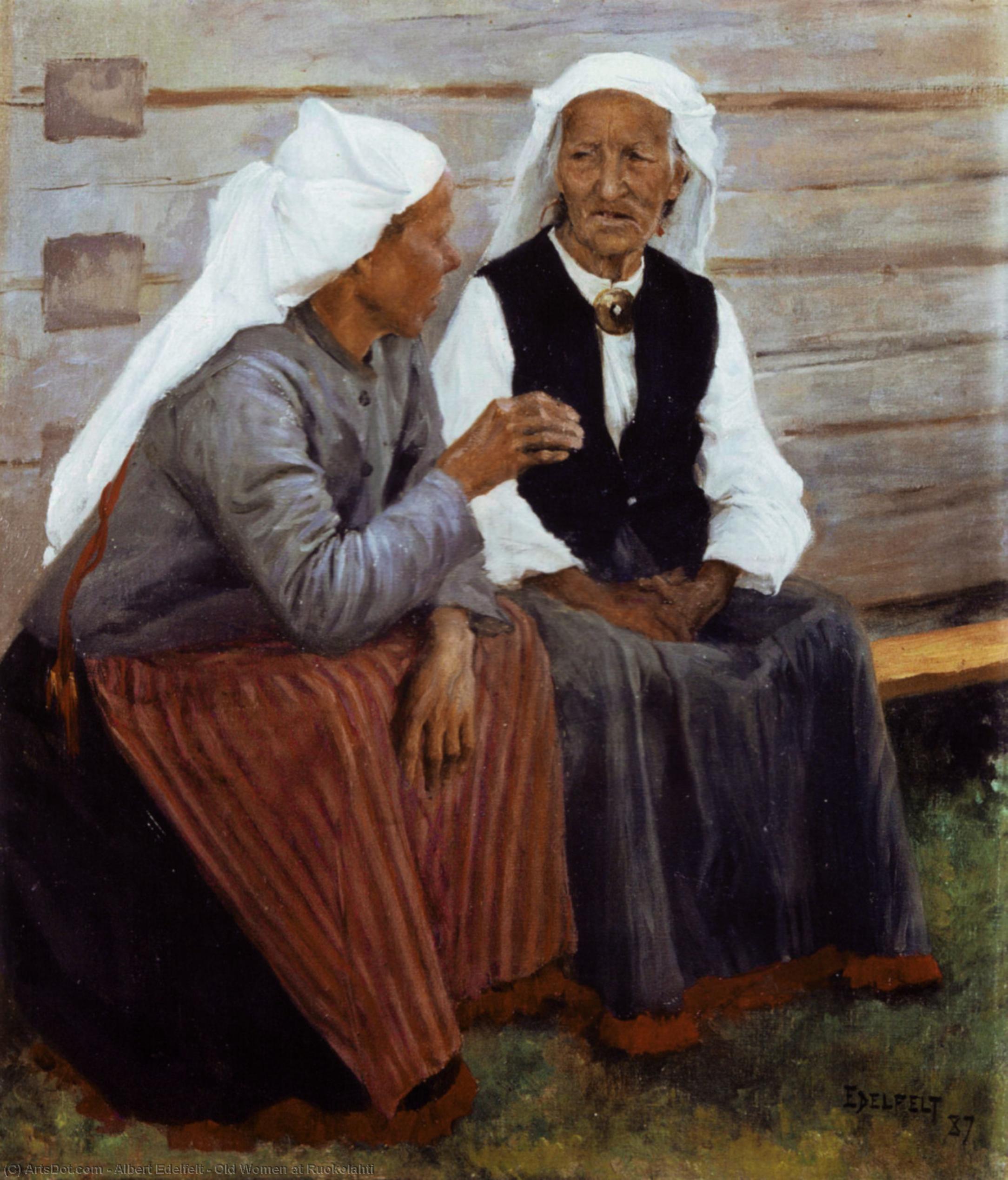 Wikioo.org - Bách khoa toàn thư về mỹ thuật - Vẽ tranh, Tác phẩm nghệ thuật Albert Edelfelt - Old Women at Ruokolahti