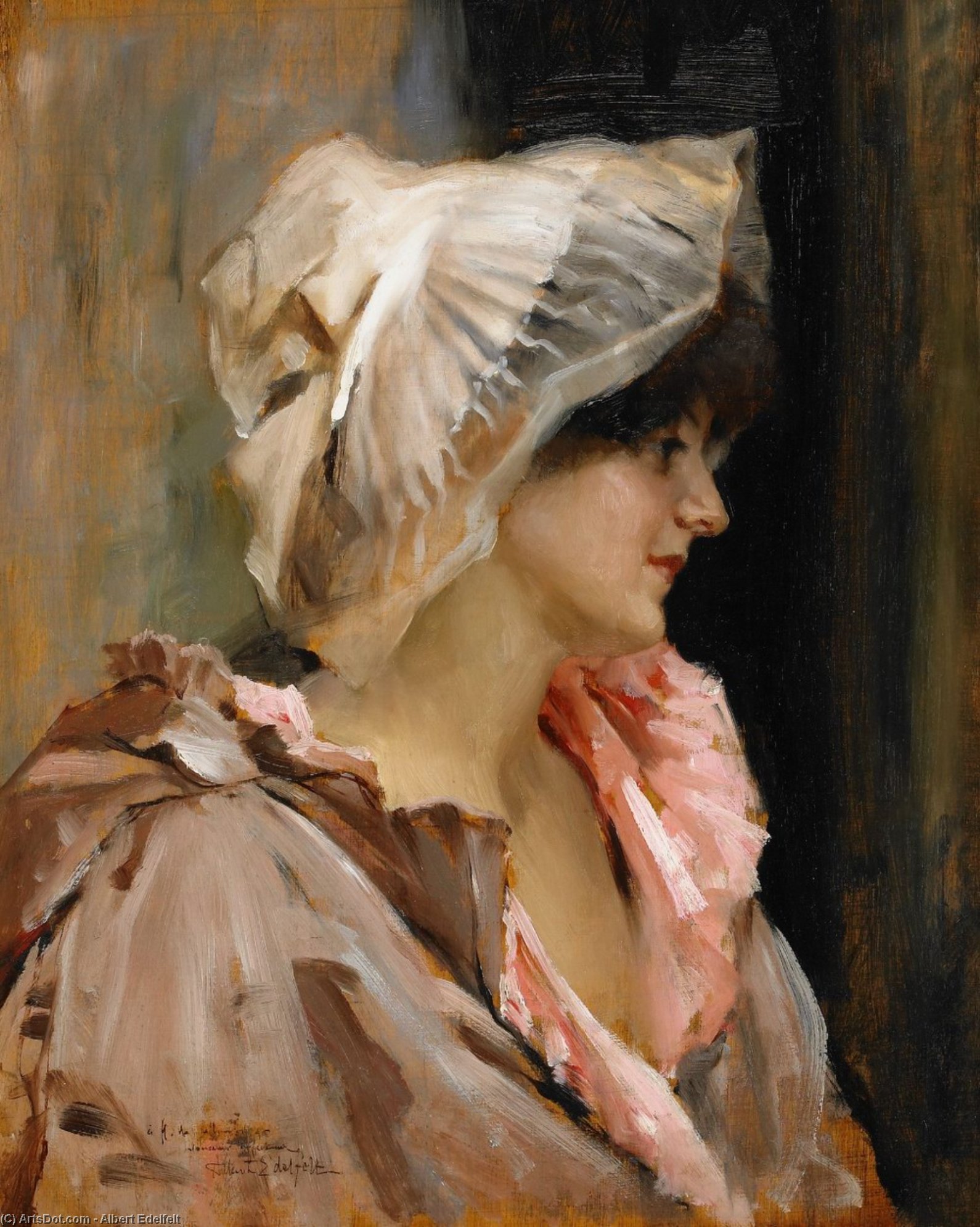 Wikioo.org - The Encyclopedia of Fine Arts - Painting, Artwork by Albert Edelfelt - Parisian lady in a Peignoir