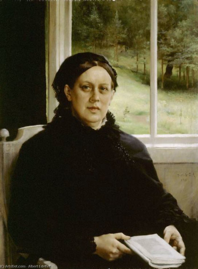 Wikioo.org - The Encyclopedia of Fine Arts - Painting, Artwork by Albert Edelfelt - Picture of the mother of the artist