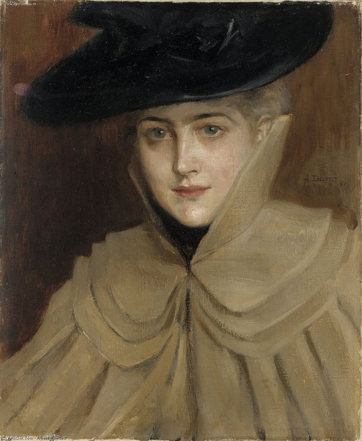 WikiOO.org - Encyclopedia of Fine Arts - Lukisan, Artwork Albert Edelfelt - Portrait of a Young Woman