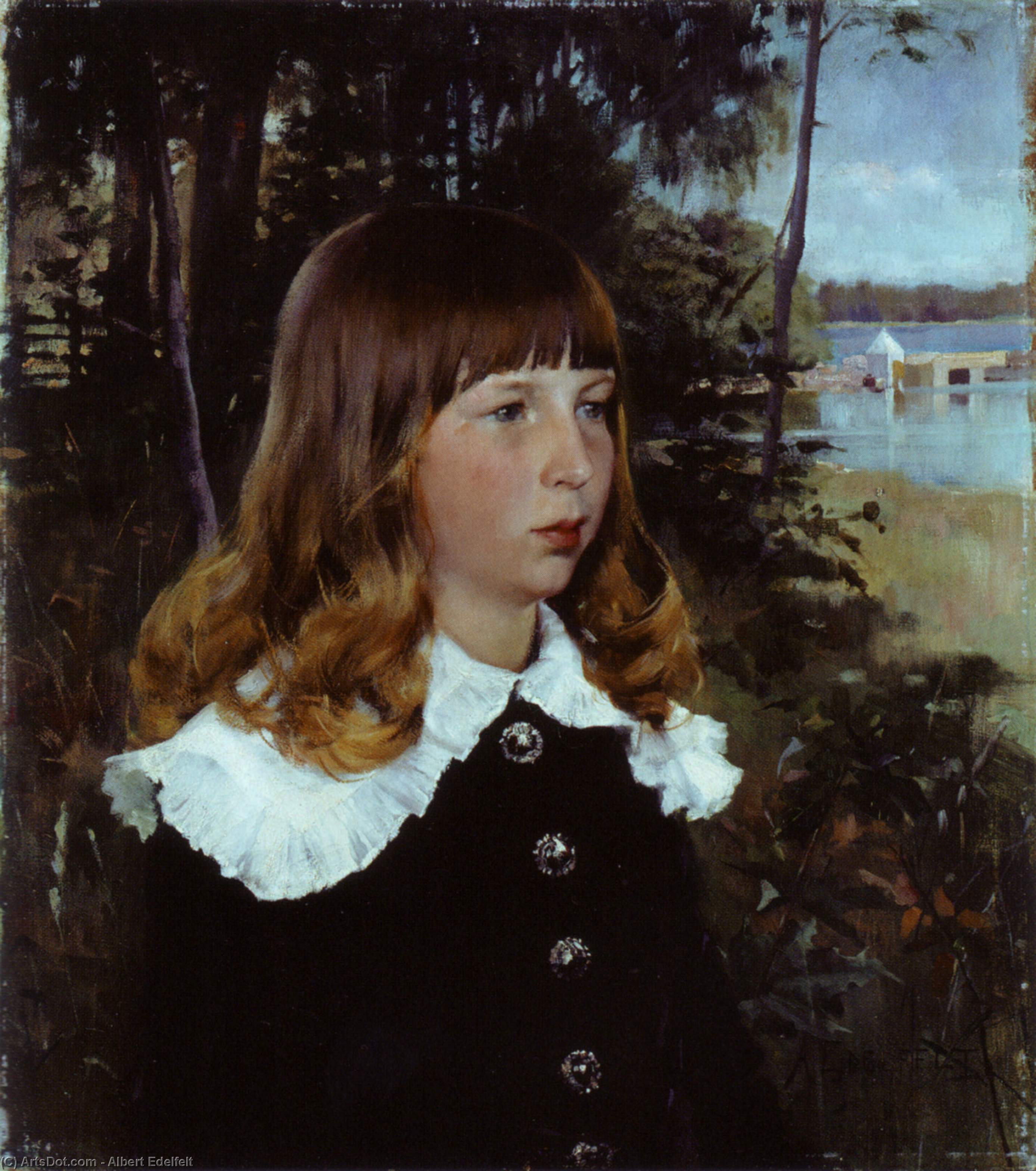 Wikioo.org - The Encyclopedia of Fine Arts - Painting, Artwork by Albert Edelfelt - Portrait of Emelie von Etter