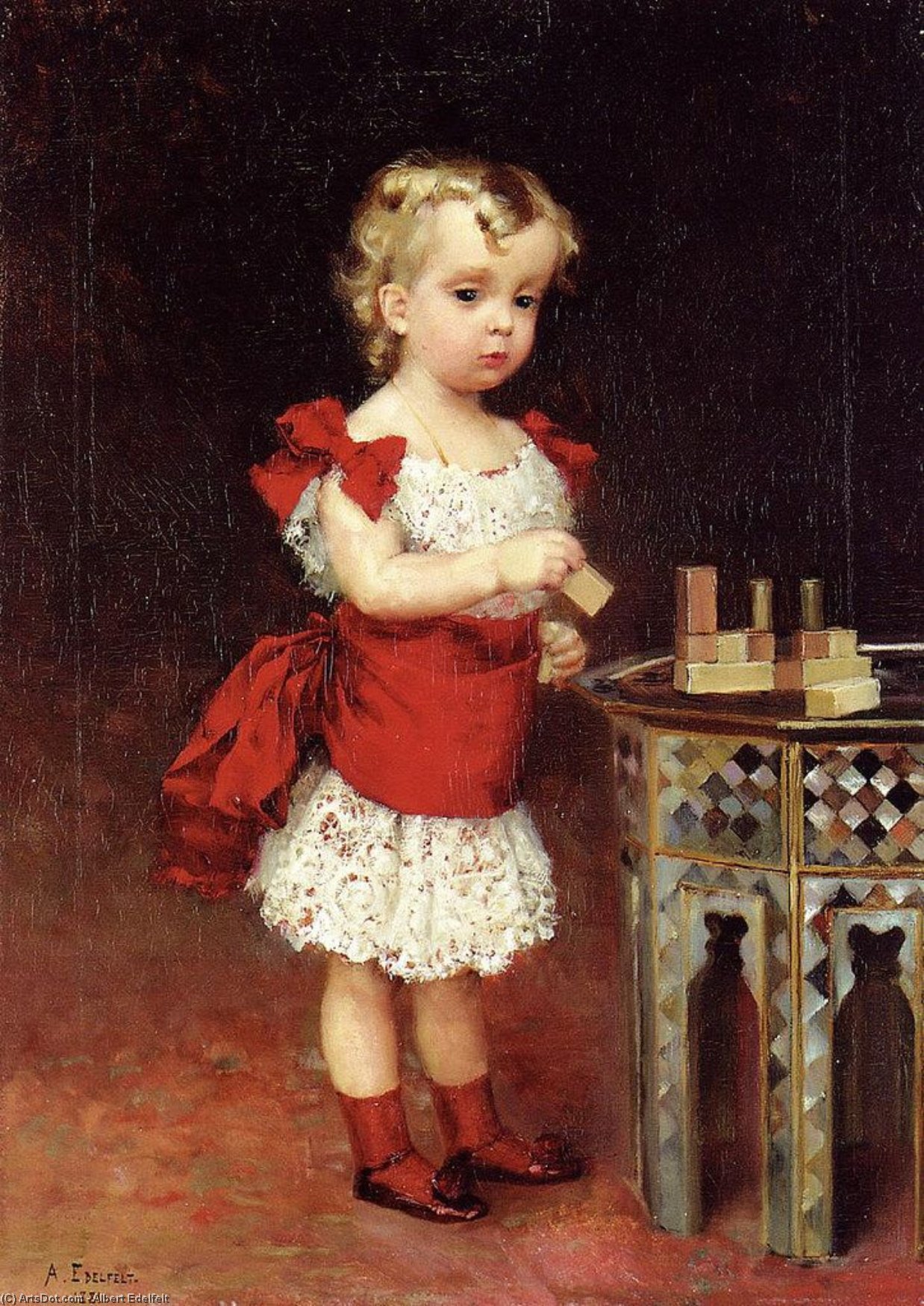 Wikioo.org - The Encyclopedia of Fine Arts - Painting, Artwork by Albert Edelfelt - Portrait of Grand Duke Andrei Vladimirovich as a Child