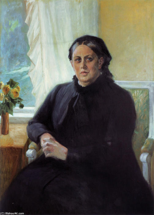 Wikioo.org - The Encyclopedia of Fine Arts - Painting, Artwork by Albert Edelfelt - Portrait of Mrs. Alexandra Edelfelt
