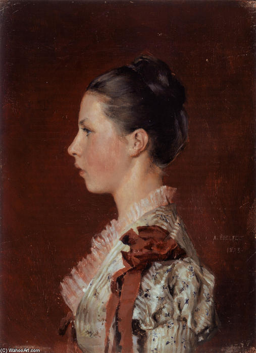 Wikioo.org - The Encyclopedia of Fine Arts - Painting, Artwork by Albert Edelfelt - Portrait of the Artist's Sister Annie Edelfelt