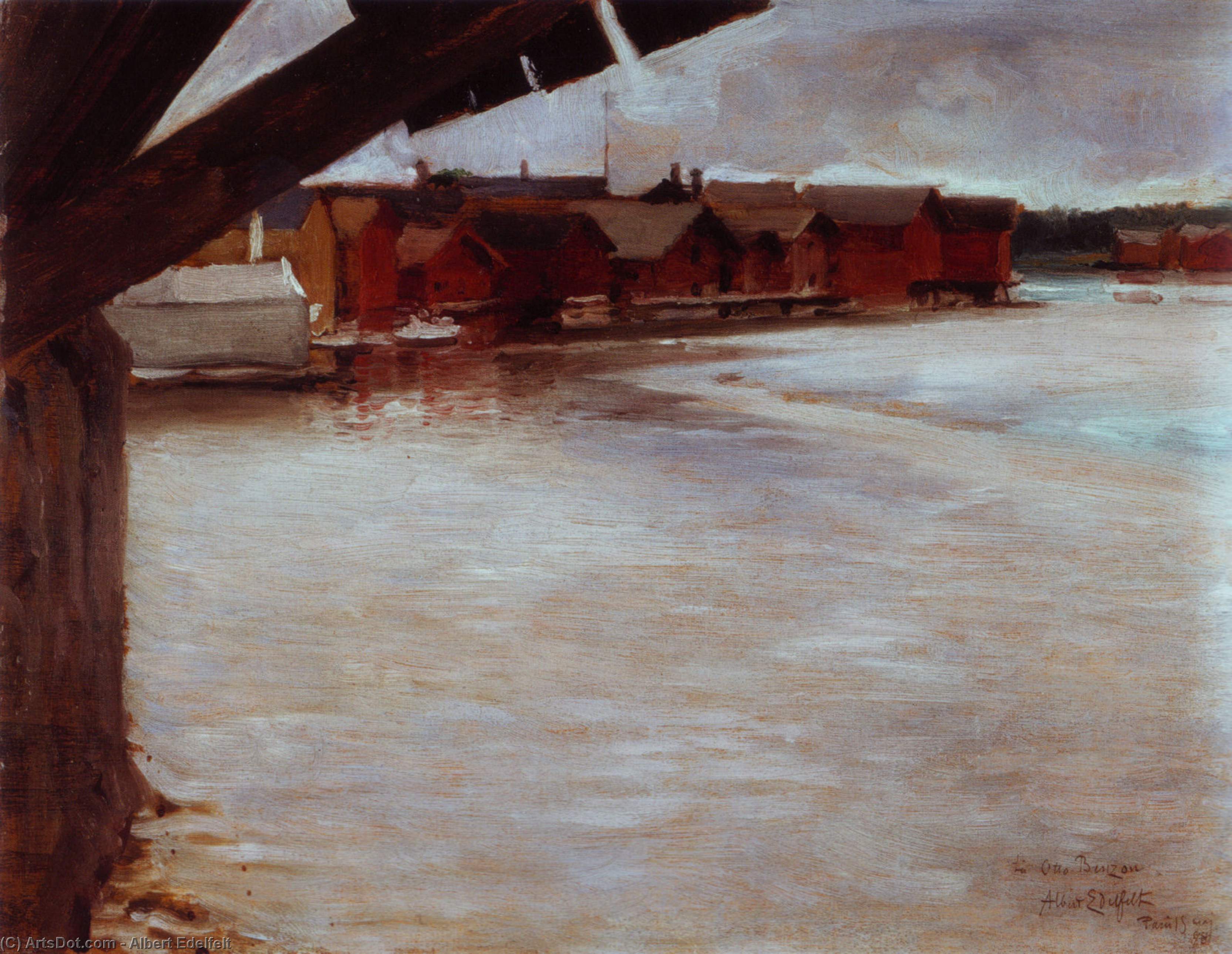 Wikioo.org - สารานุกรมวิจิตรศิลป์ - จิตรกรรม Albert Edelfelt - Riverside Motif from the Porvoo River
