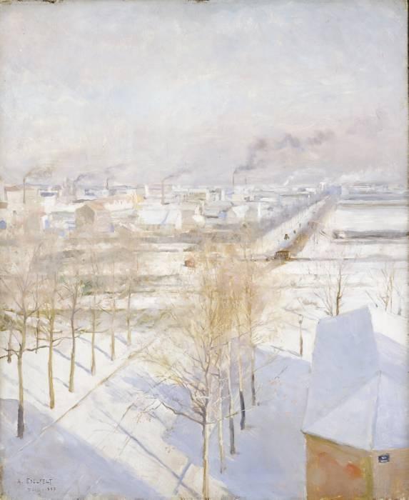 WikiOO.org - Encyclopedia of Fine Arts - Festés, Grafika Albert Edelfelt - Snow On Roofs