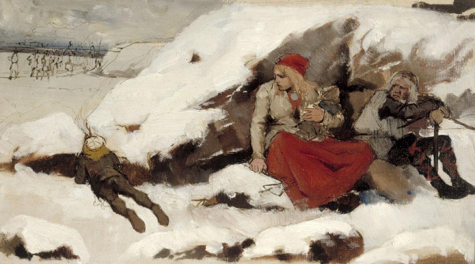 Wikioo.org - The Encyclopedia of Fine Arts - Painting, Artwork by Albert Edelfelt - Study for Burnt Village