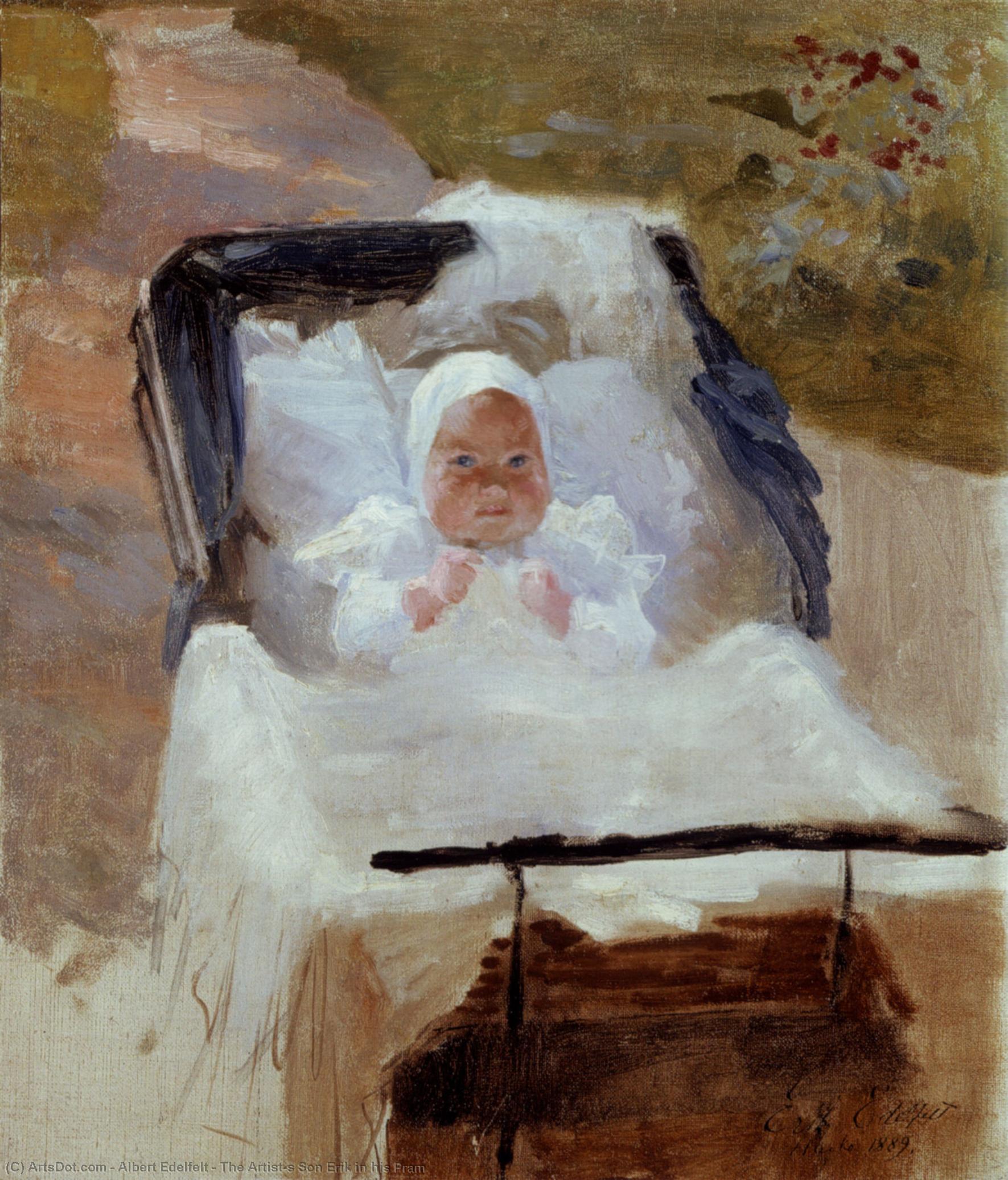 WikiOO.org - Εγκυκλοπαίδεια Καλών Τεχνών - Ζωγραφική, έργα τέχνης Albert Edelfelt - The Artist's Son Erik in his Pram