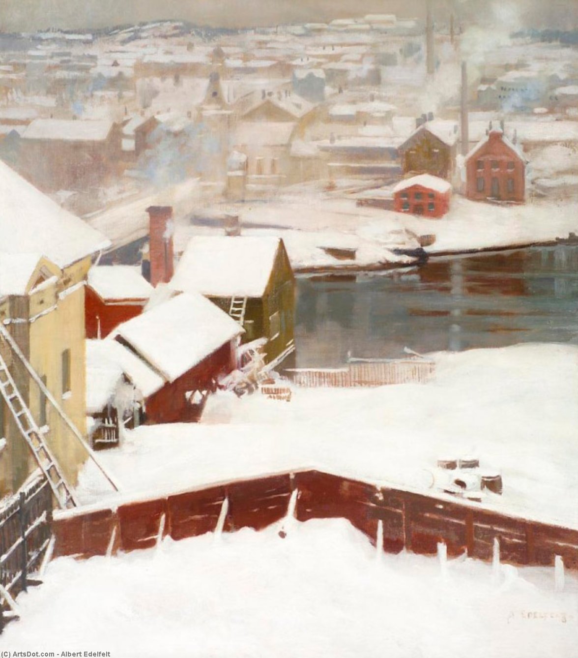 WikiOO.org - Encyclopedia of Fine Arts - Schilderen, Artwork Albert Edelfelt - The First Snow