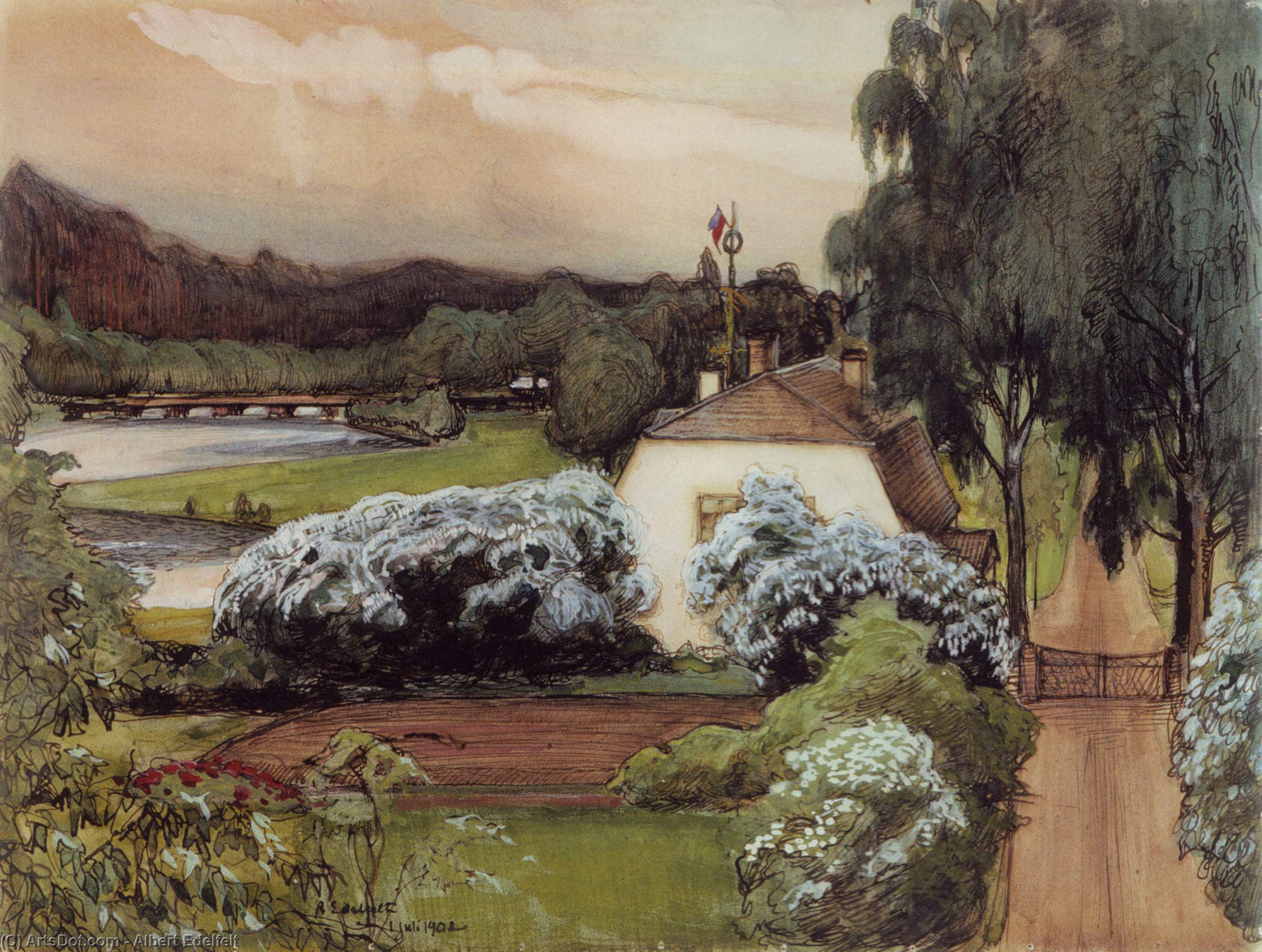WikiOO.org - Encyclopedia of Fine Arts - Maleri, Artwork Albert Edelfelt - The Foreman's House at Saari Manor (Manor in Häme)