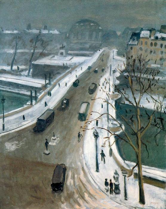 WikiOO.org - Encyclopedia of Fine Arts - Malba, Artwork Albert Marquet - El Puente Nuevo bajo la nieve
