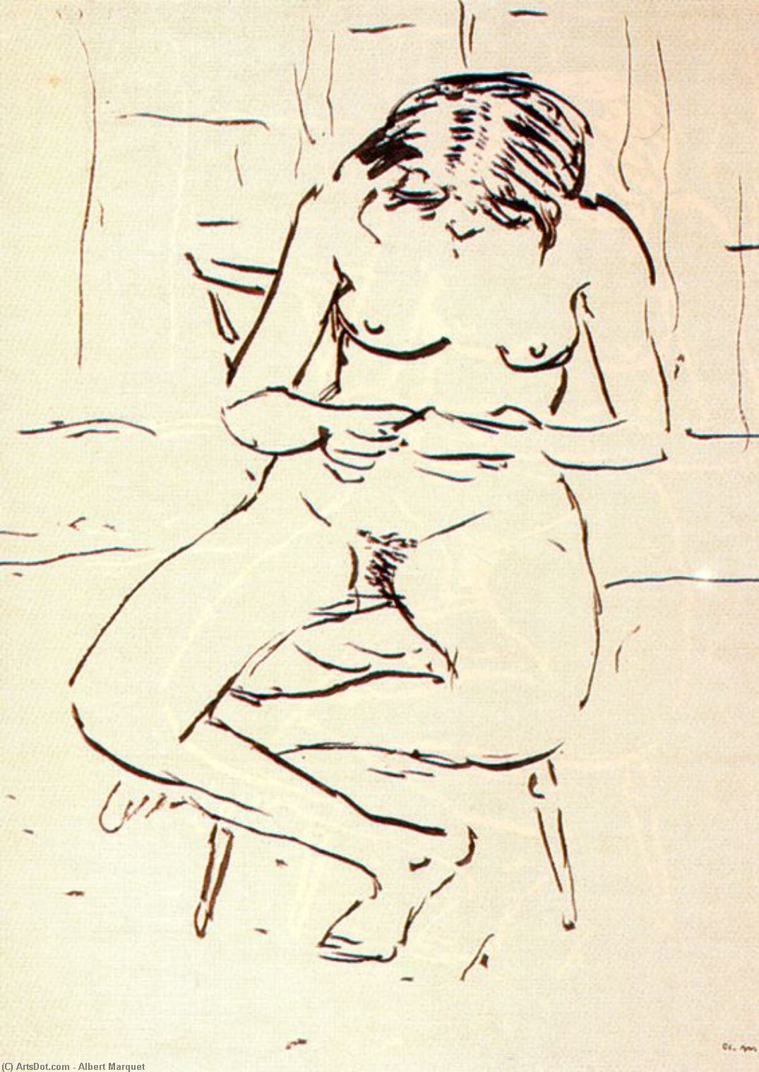 WikiOO.org - Encyclopedia of Fine Arts - Målning, konstverk Albert Marquet - Mujer cosiendo