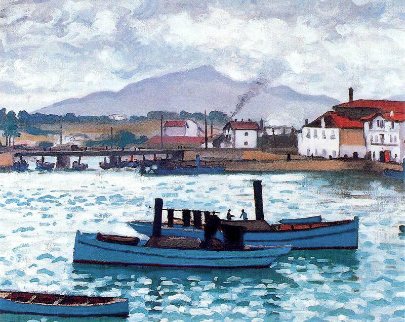 Wikioo.org - สารานุกรมวิจิตรศิลป์ - จิตรกรรม Albert Marquet - Puerto de San Juan de Luz. Los barcos azulez