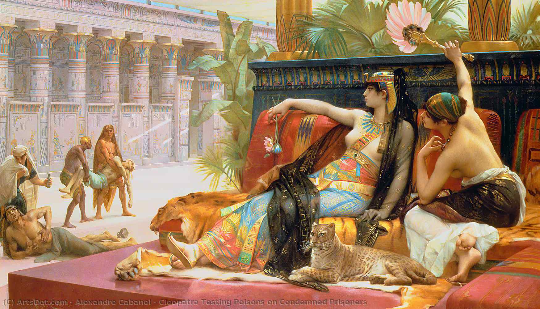 Wikioo.org - The Encyclopedia of Fine Arts - Painting, Artwork by Alexandre Cabanel - Cleopatra Testing Poisons on Condemned Prisoners