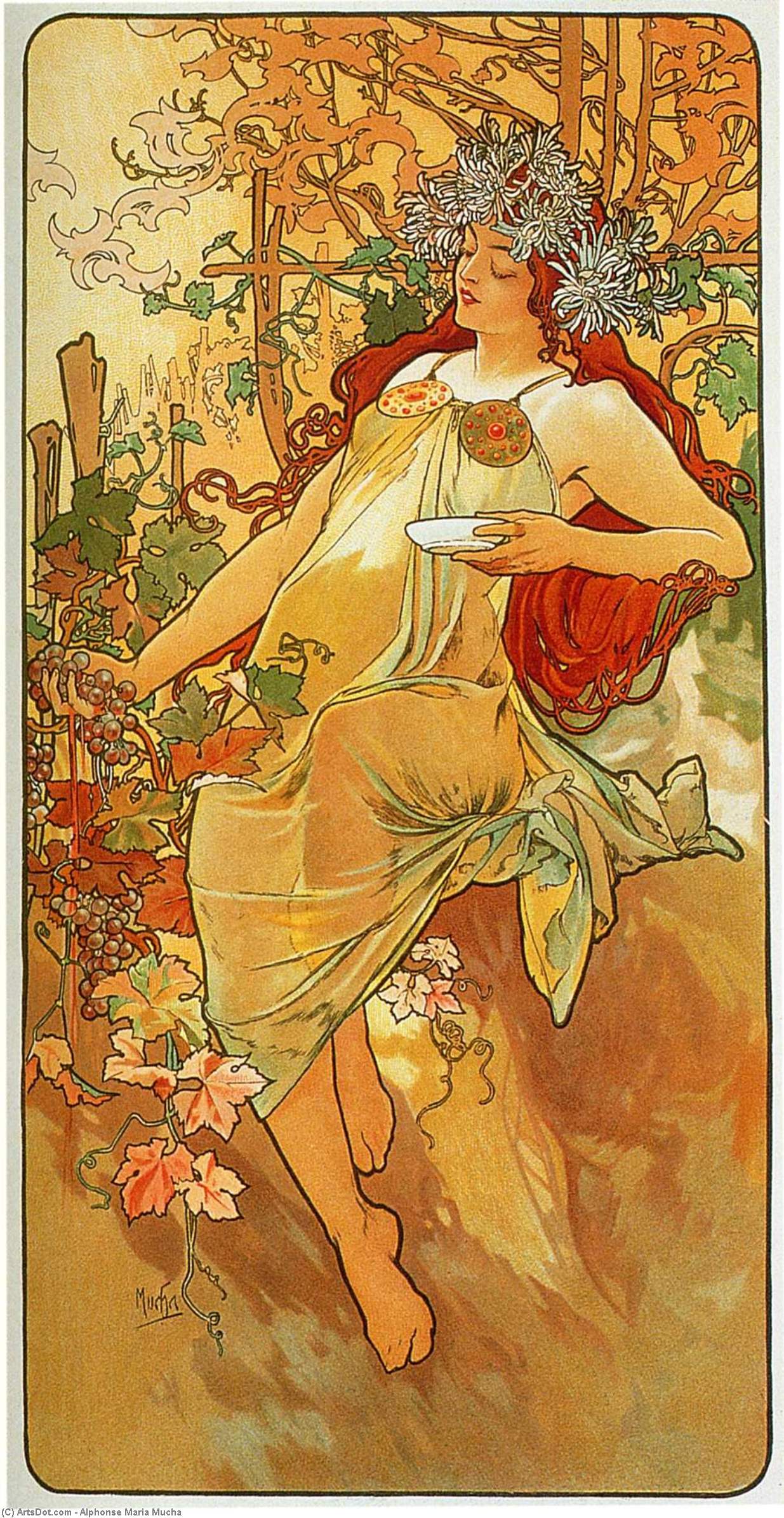 Wikioo.org - The Encyclopedia of Fine Arts - Painting, Artwork by Alphonse Maria Mucha - Autumn 1896