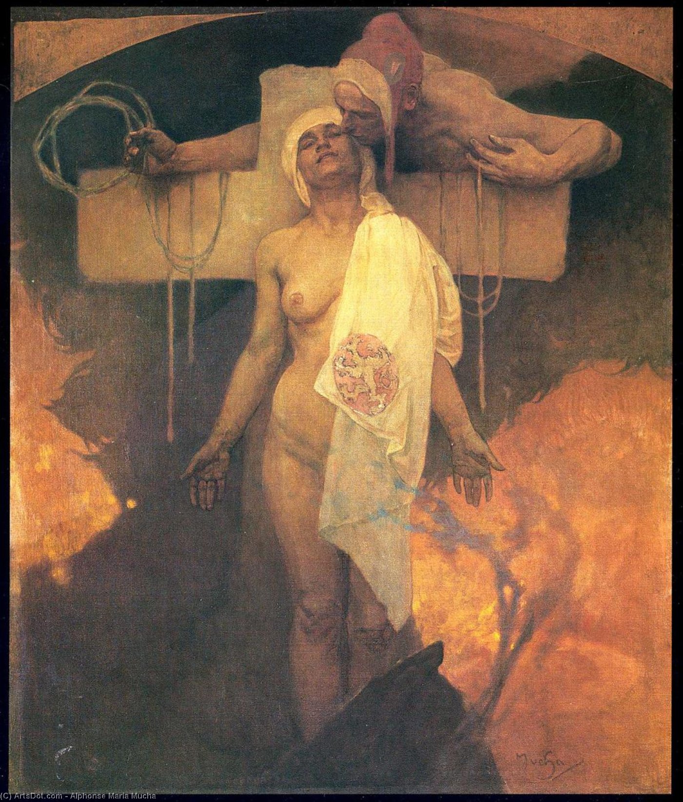Wikioo.org - The Encyclopedia of Fine Arts - Painting, Artwork by Alphonse Maria Mucha - France Embraces Bohemia