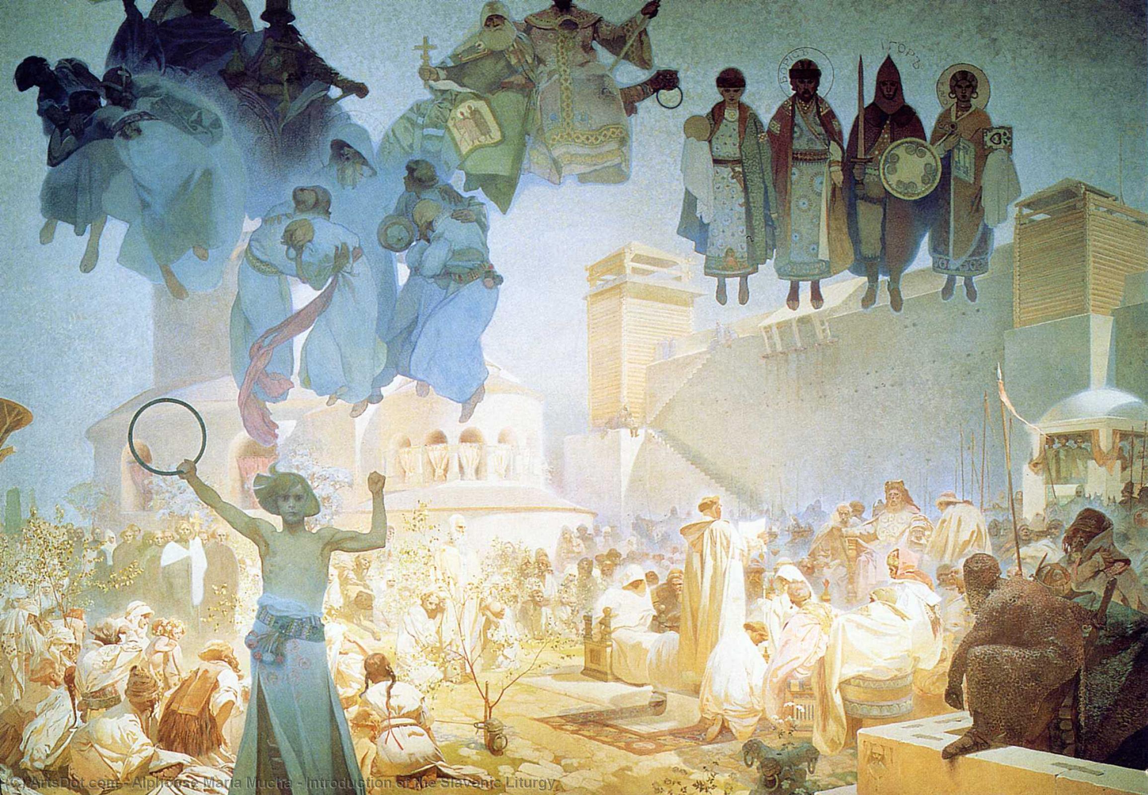Wikioo.org - The Encyclopedia of Fine Arts - Painting, Artwork by Alphonse Maria Mucha - Introduction of the Slavonic Liturgy