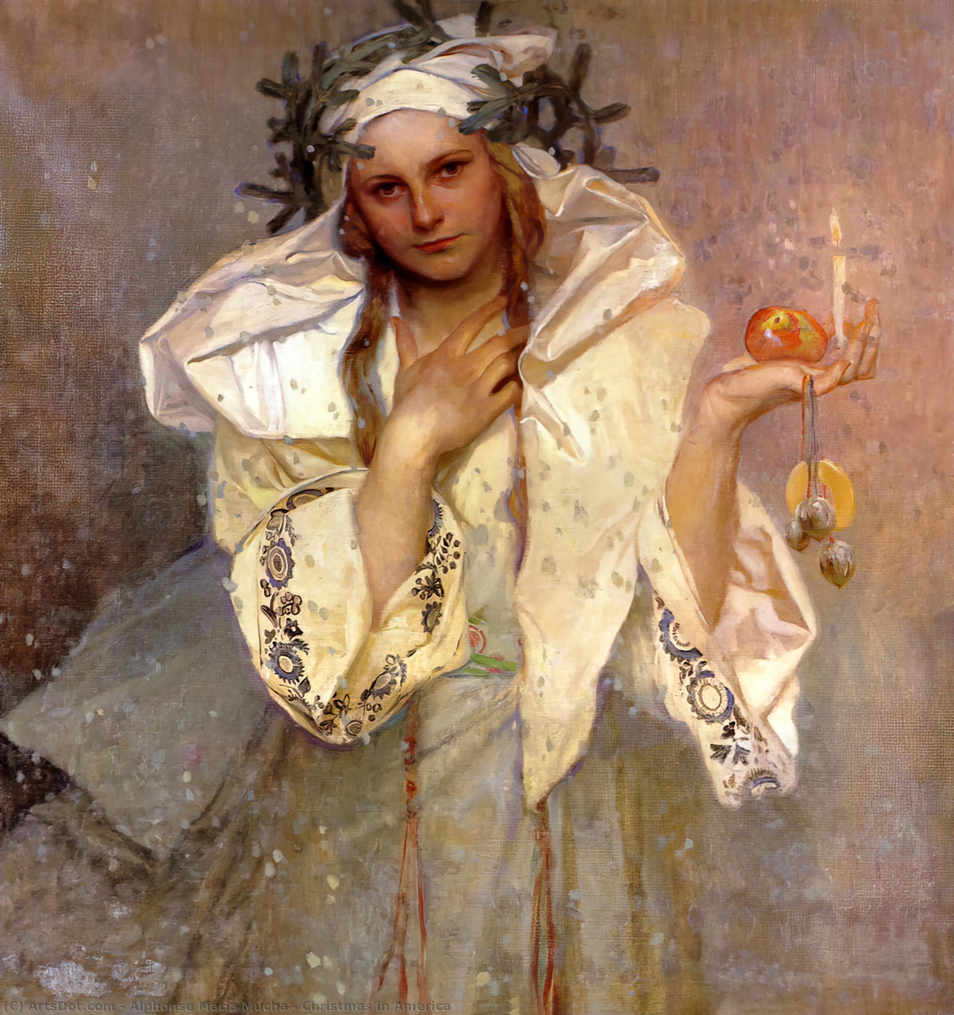 Wikioo.org - The Encyclopedia of Fine Arts - Painting, Artwork by Alphonse Maria Mucha - Christmas in America