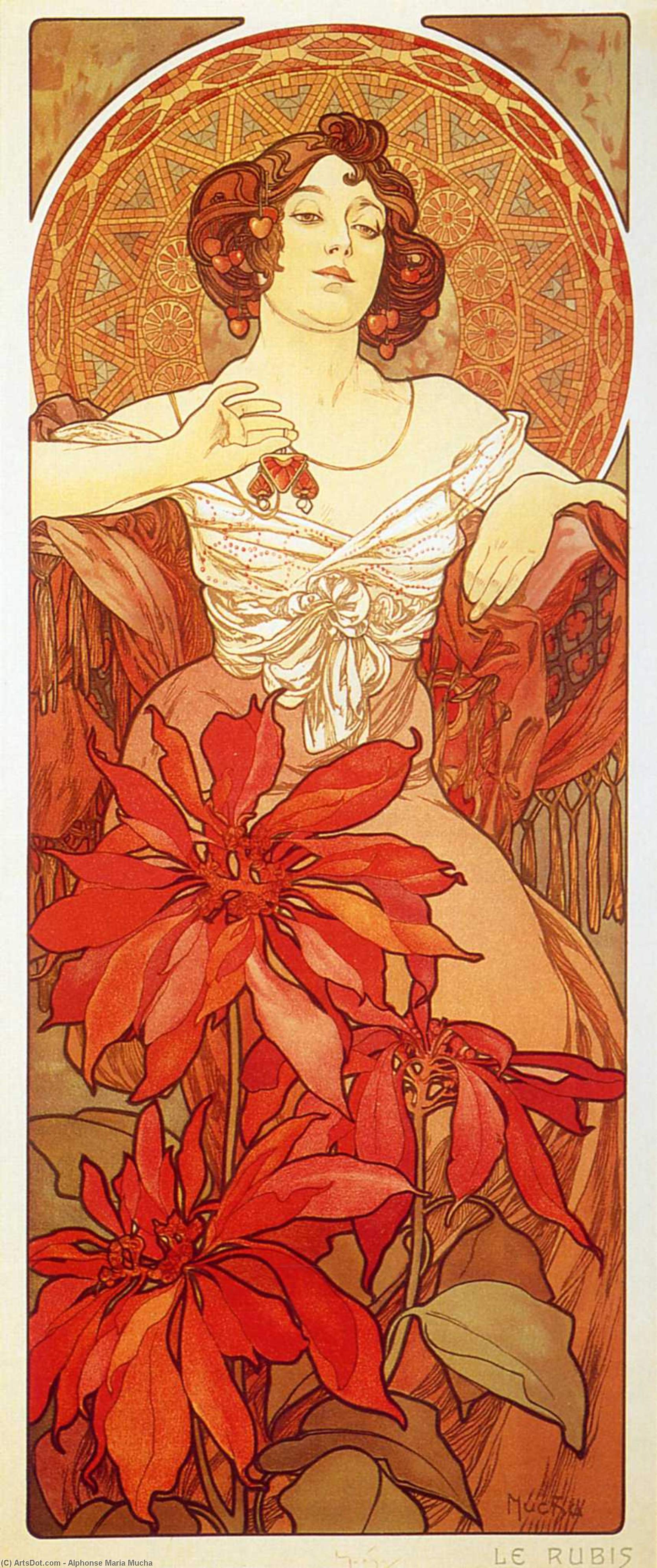 Wikioo.org - The Encyclopedia of Fine Arts - Painting, Artwork by Alphonse Maria Mucha - Ruby