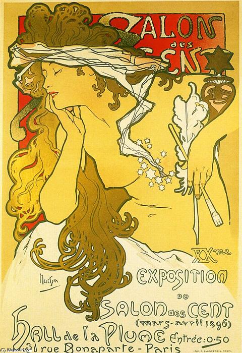 WikiOO.org - Encyclopedia of Fine Arts - Maleri, Artwork Alphonse Maria Mucha - Salon des Cent, 1896