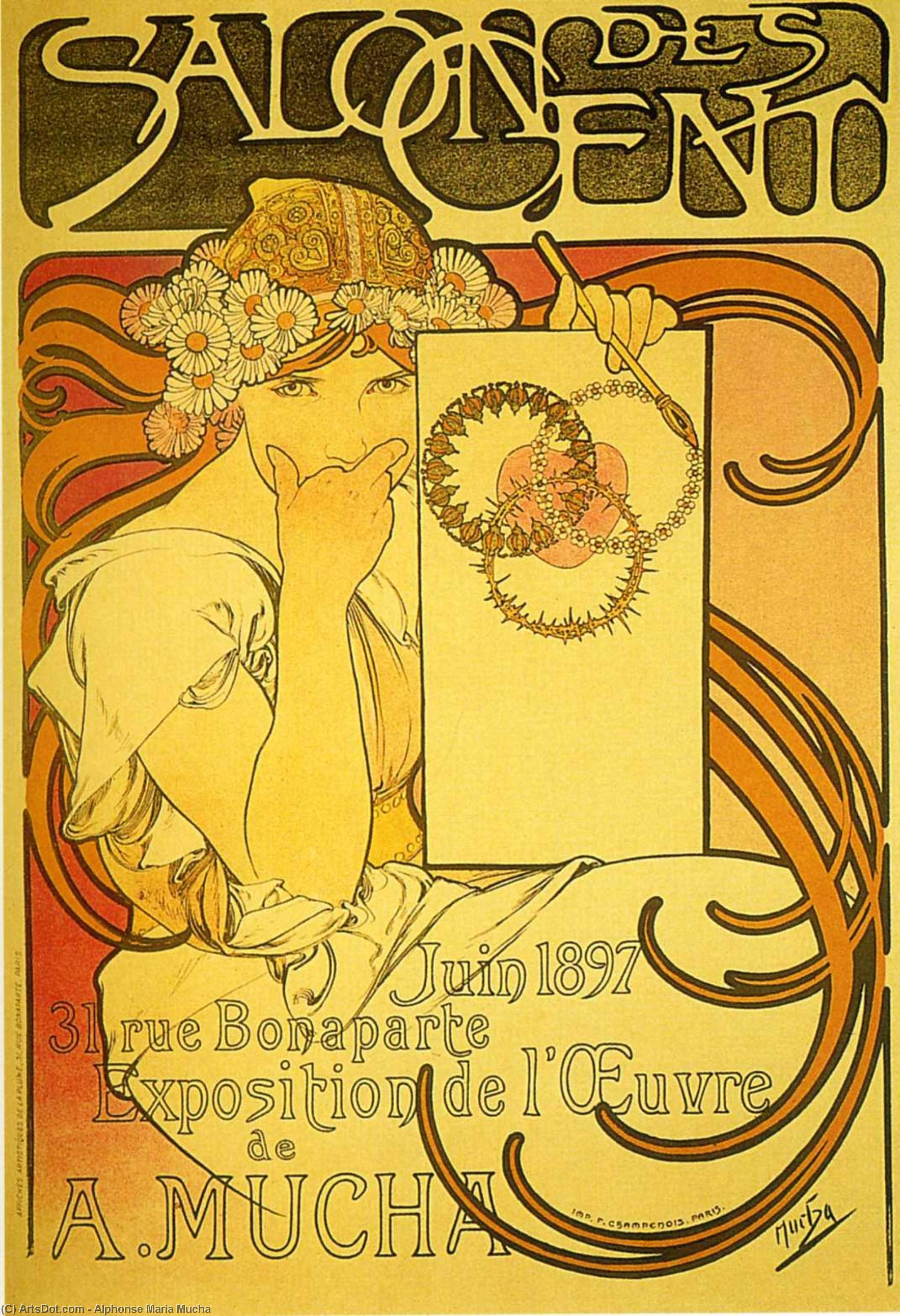 Wikioo.org - The Encyclopedia of Fine Arts - Painting, Artwork by Alphonse Maria Mucha - Salon des Cent, 1897