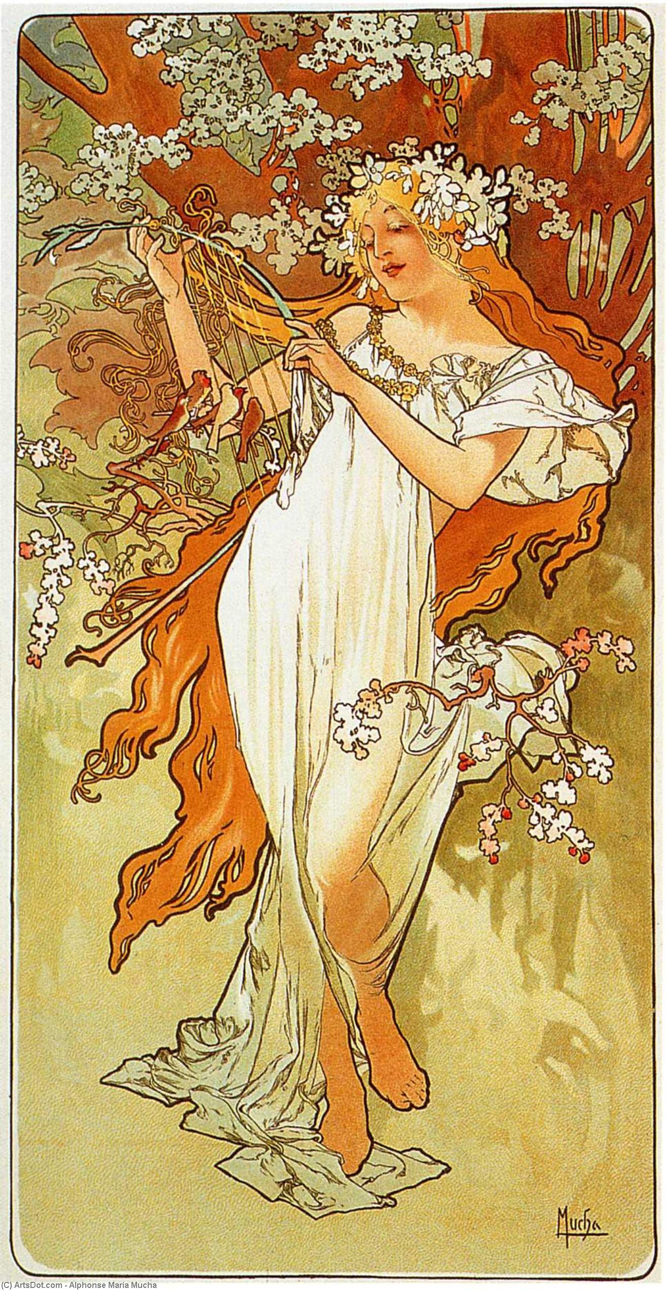 WikiOO.org – 美術百科全書 - 繪畫，作品 Alphonse Maria Mucha - 春季 1896