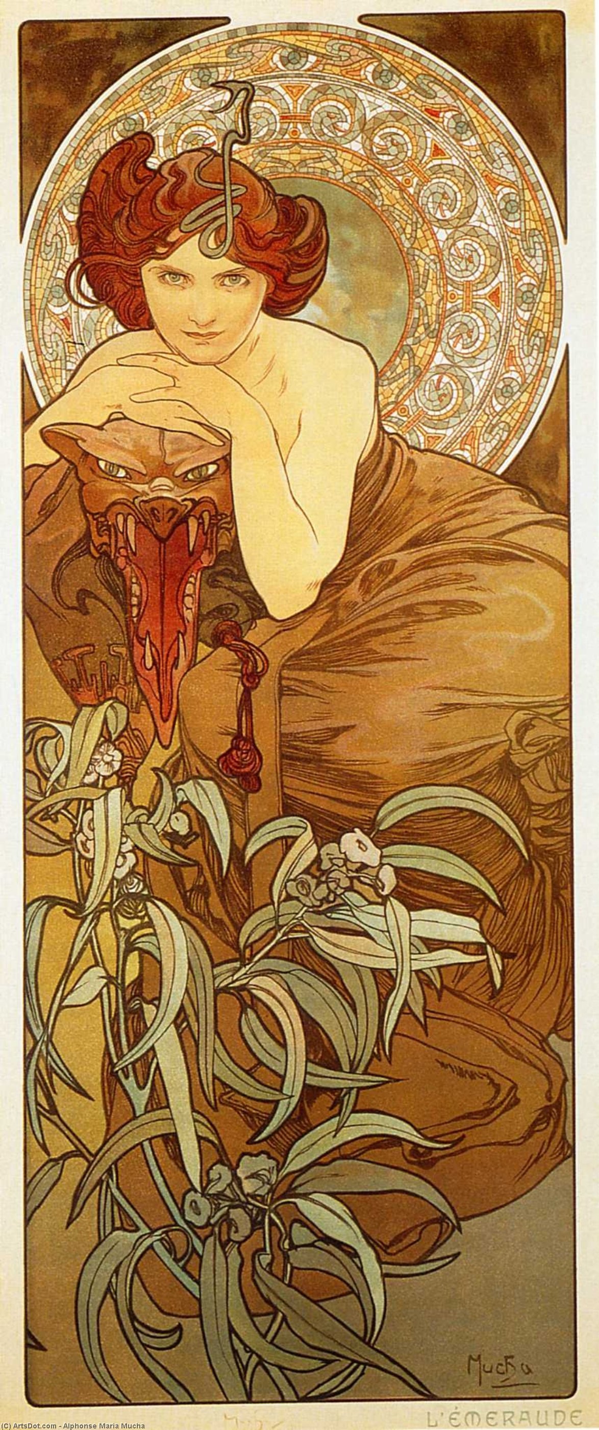 Wikioo.org - The Encyclopedia of Fine Arts - Painting, Artwork by Alphonse Maria Mucha - The Emerald