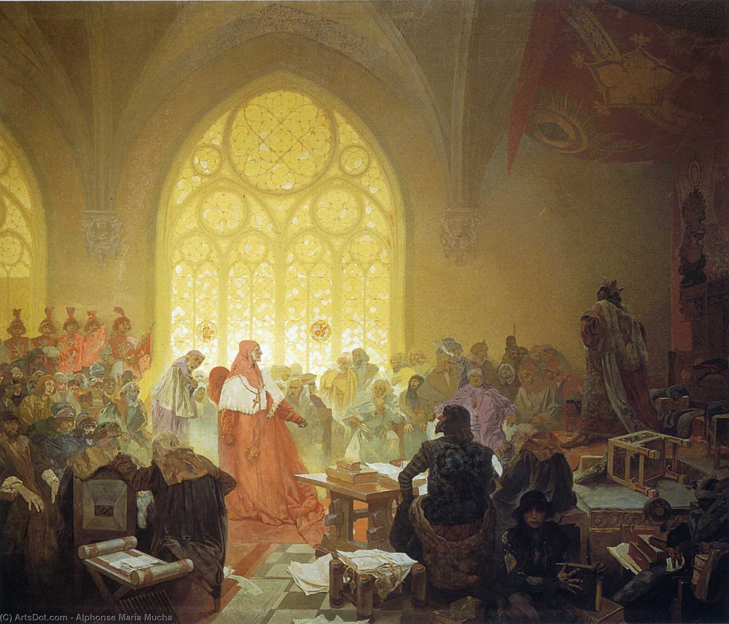 Wikioo.org - The Encyclopedia of Fine Arts - Painting, Artwork by Alphonse Maria Mucha - The Hussite King Jiri Z. Podebrad