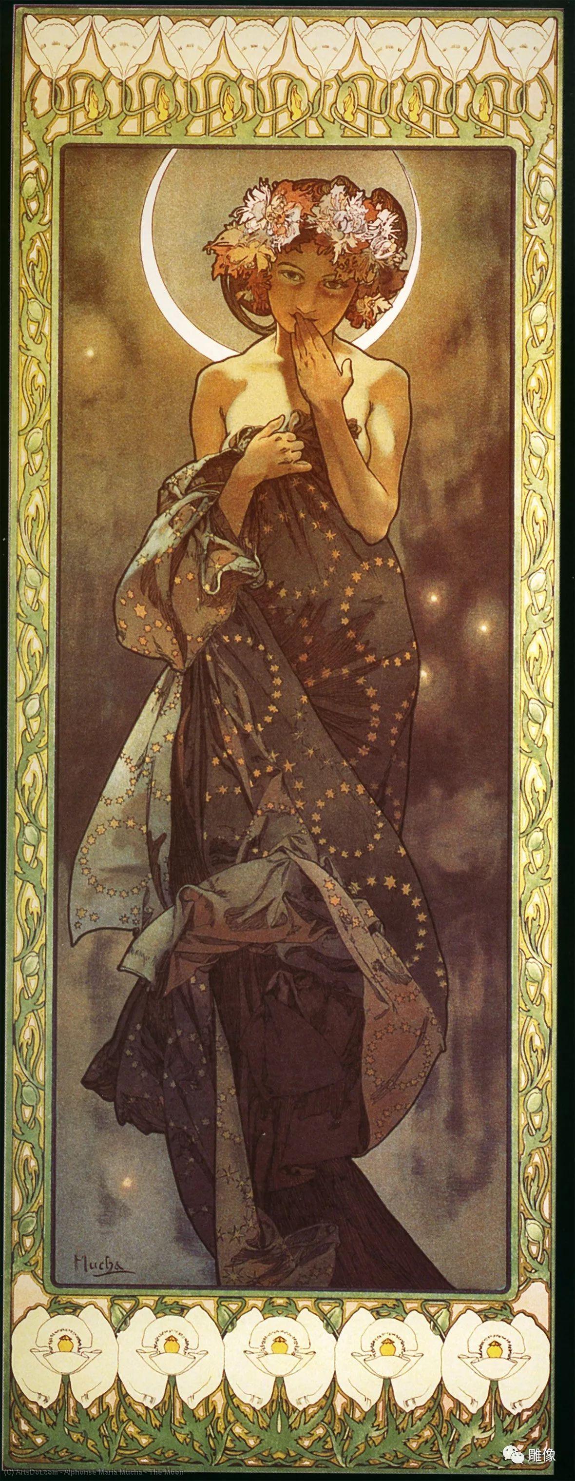 Wikioo.org - The Encyclopedia of Fine Arts - Painting, Artwork by Alphonse Maria Mucha - The Moon
