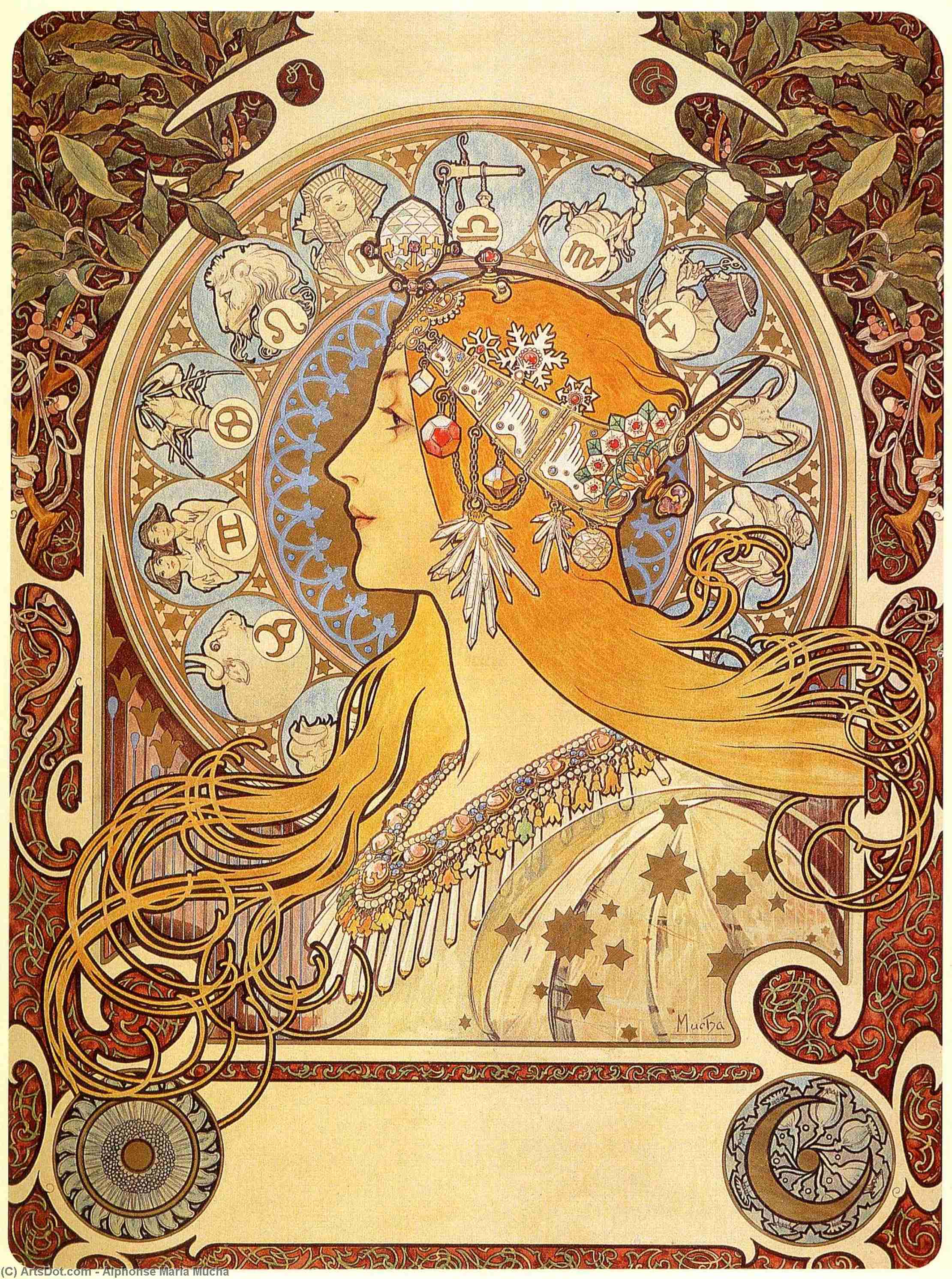 Wikioo.org - The Encyclopedia of Fine Arts - Painting, Artwork by Alphonse Maria Mucha - Zodiac