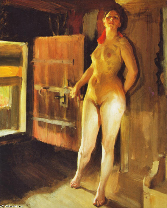Wikioo.org - The Encyclopedia of Fine Arts - Painting, Artwork by Anders Leonard Zorn - Flickan på loftet (Girl in the Loft)