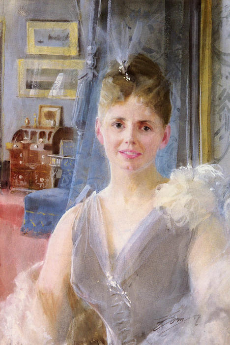 Wikioo.org - The Encyclopedia of Fine Arts - Painting, Artwork by Anders Leonard Zorn - Portrait Of Edith Palgrave Edward In Her London Residence