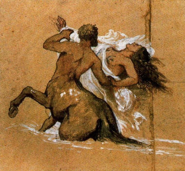 Wikioo.org - The Encyclopedia of Fine Arts - Painting, Artwork by Arnold Bocklin - Centaure et nymphe