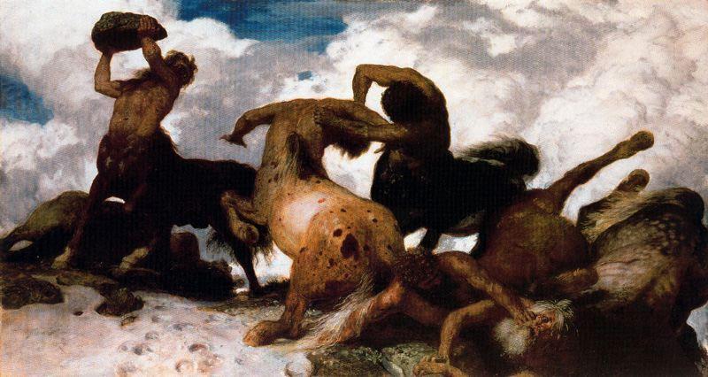 WikiOO.org – 美術百科全書 - 繪畫，作品 Arnold Bocklin - 战斗德centaures