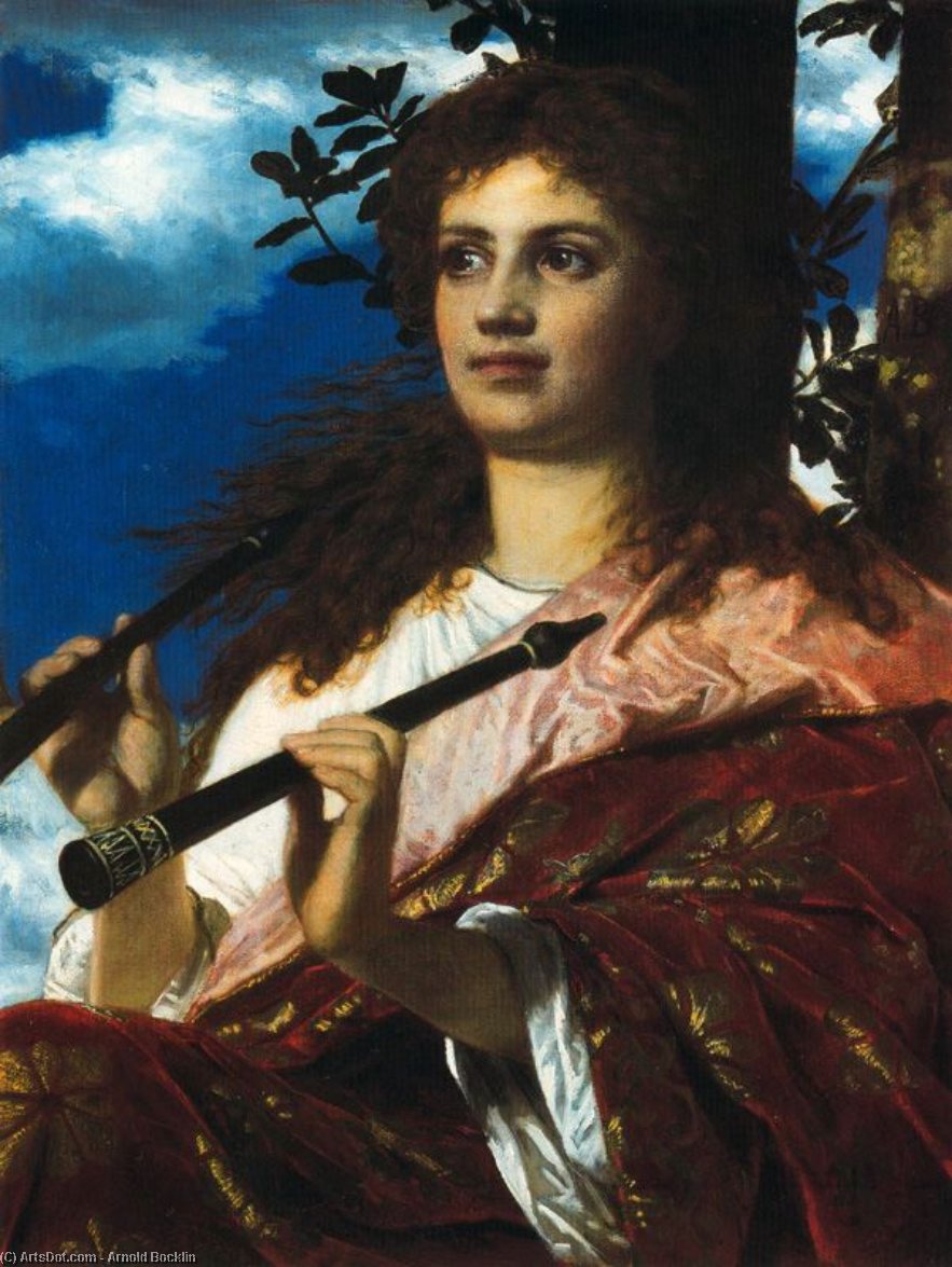 WikiOO.org - Encyclopedia of Fine Arts - Maleri, Artwork Arnold Bocklin - La Muse d'Anacréon
