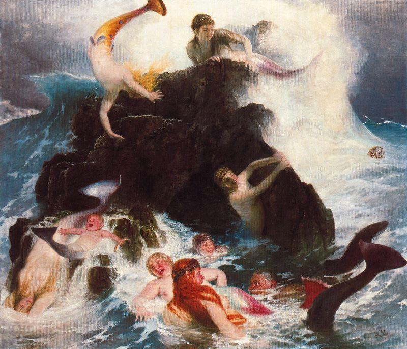 Wikioo.org - The Encyclopedia of Fine Arts - Painting, Artwork by Arnold Bocklin - Le Jeu des naïades
