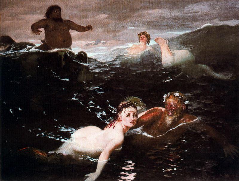 Wikioo.org - The Encyclopedia of Fine Arts - Painting, Artwork by Arnold Bocklin - Le Jeu des vagues