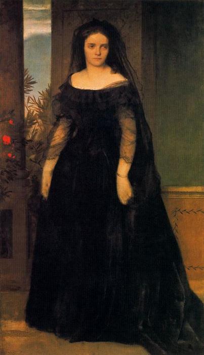 WikiOO.org - Encyclopedia of Fine Arts - Maleri, Artwork Arnold Bocklin - Portrait de l´Actrice Fanny Janauscher