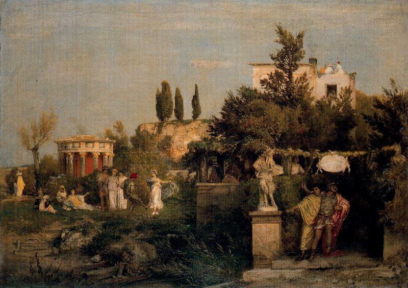 Wikioo.org - The Encyclopedia of Fine Arts - Painting, Artwork by Arnold Bocklin - Taverne dans la Rome antique