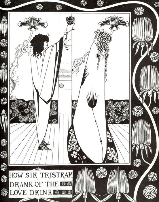 Wikioo.org - The Encyclopedia of Fine Arts - Painting, Artwork by Aubrey Vincent Beardsley - How Sir Tristram Drank of the Love Drink